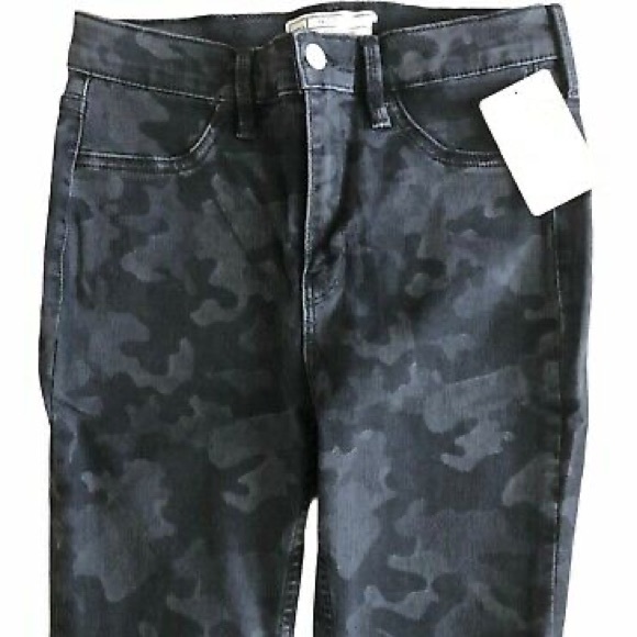 Free People Camouflage Skinny Jeans in Black Grey - Picture 1 of 7